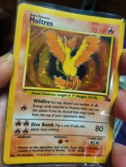 Pokemon TCG Moltres 12/62 Holo Rare Fossil WOTC Pokemon Card LP Back Damaged - Image 4