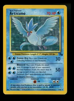 #3 Articuno 2/62 Fossil 1999 Holo Rare WOTC Pokemon Card TCG - Image 1