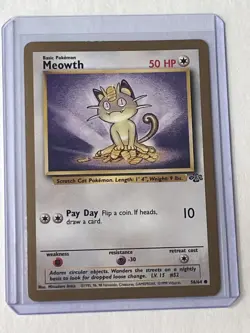 1999 Pokemon Gold Border Meowth TCG Card 56/64 Jungle Promo - Image 2