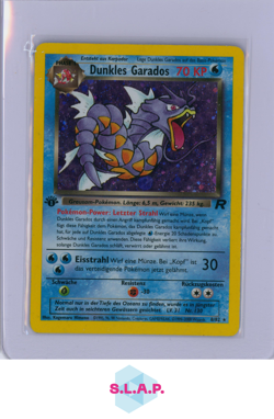 DUNKLES GARADOS POKEMON 8/82 FIRST EDITION TEAM ROCKET HOLO 2000 GERMAN PLAYED - Image 1