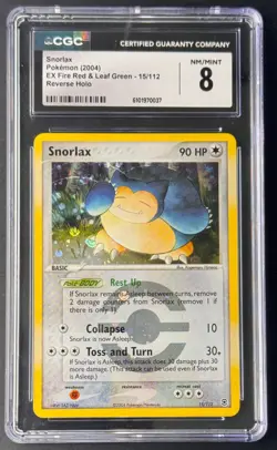 POKEMON CARD 2004 EX SNORLAX HOLO FIRE RED & LEAF GREEN #15 GRADED CGC 8 - Image 1