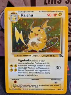 Raichu 14/62 Fossil Holo Pokemon TCG 1999 Near Mint Condition - Image 1