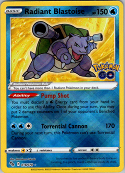 Radiant Blastoise Radiant Rare Pokemon GO 018/078 NM - Image 1