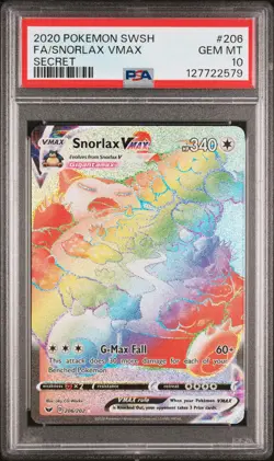 2020 POKEMON SWORD & SHIELD SECRET #206 FULL ART/SNORLAX VMAX PSA 10 - Image 1