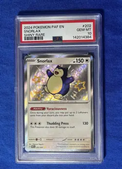 2024 POKEMON PAF EN-PALDEAN FATES SHINY RARE #202 SNORLAX PSA 10 - Image 1