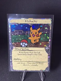 Kickachu (Pikachu) - Pack Hit Holo - First Print PokeDoodly Fan Art - Pokemon - Image 1