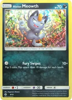 Pokemon 008/012 Alolan Meowth McDonald's Promo 2017 Holo (NM) - Image 1