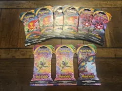 Pokemon TCG 9 Sleeved Pack Lot - 6 Darkness Ablaze 3 Vivid Voltge (Untampered) - Image 1