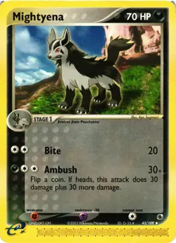 Pokemon TCG Mightyena Uncommon Ruby and Sapphire 42/109 DMG - Image 1