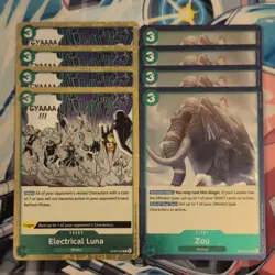 4 x One Piece Electrical Luna OP08-036 R & Zou 039 R Foil Mint Playsets - Image 1