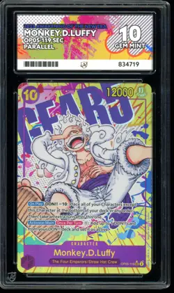 Monkey D. Luffy One Piece English Alt Art OP05-119 SEC Gear 5 ACE GEM MINT 10 - Image 1