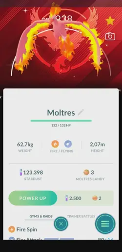 Pokemon Shiny Moltres - Kalos GO Tour 2026 background (Tr.a.d.e 20k or P.T.C) - Image 1