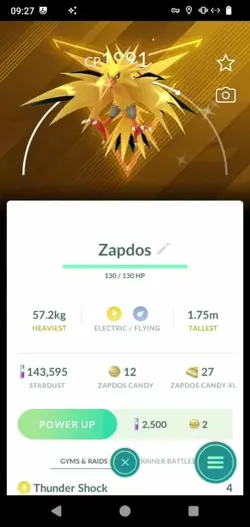 Pokemon Shiny Zapdos - Kalos GO Tour 2026 background (Tr.a.d.e 20k or P.T.C) - Image 1