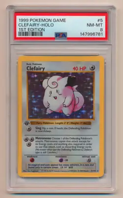 PSA 8 Pokemon Base Set 1st Edition Holo Rare Clefairy 5/102 NM/MINT Condition! - Image 1