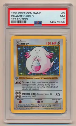PSA 7 Pokemon Base Set 1st Edition Holo Rare Chansey 3/102 NM Condition!! - Image 1