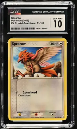 Pokemon Spearow EX Crystal Guardians 61/100 2006 CGC Gem Mint 10 - Image 1