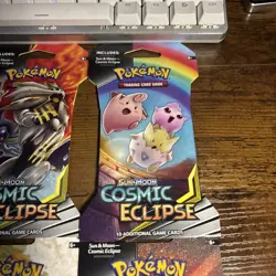 Cosmic Eclipse Sleeved Booster Pack Full Art Set Pokemon TCG Sun & Moon 4 Packs - Image 3