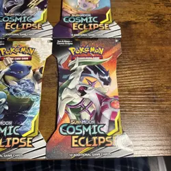 Cosmic Eclipse Sleeved Booster Pack Full Art Set Pokemon TCG Sun & Moon 4 Packs - Image 4