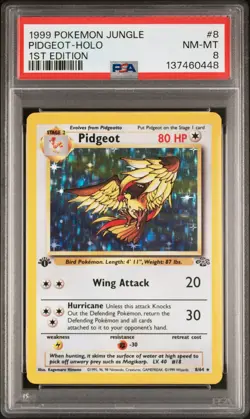 1999 POKEMON JUNGLE 1ST ED #8 PIDGEOT-HOLO PSA 8 - Image 1