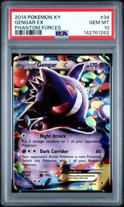 2014 POKEMON XY PHANTOM FORCES #34 GENGAR EX PSA 10 - Image 1