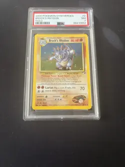 2000 POKEMON GYM HEROES HOLO #2/132 BROCK'S RHYDON PSA 7 NM - Image 1