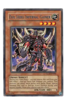 Yugioh- 1X Evil Hero Infernal Gainer - Rare - 1st Edition - GLAS-EN004 - NM - Image 1
