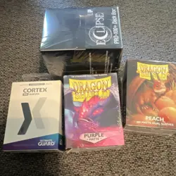 Card Sleeves Lot, Cortex, Dragon Shield Purple & Peach, and Eclipse box - Image 1