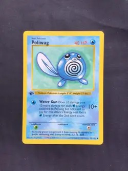 Pokemon Cards: Base Set 1st Edition Common: Poliwag 59/102 - Image 1