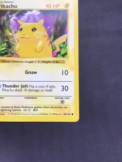 Pokemon Cards: Base Set 1st Edition Common: Yellow Cheek Pikachu 58/102 - Image 4