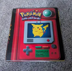 Vintage Pokemon Card Binder Thunder Wave Electric Pikachu Nintendo 1998 Pokedex - Image 1