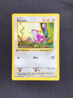 Pokemon Cards: Base Set 1st Edition Common: Rattata 61/102 - Image 1
