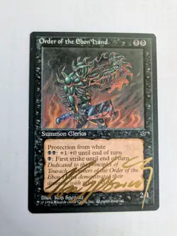 MTG FALLEN EMPIRES Order of the Ebon Hand SIGNED IN GOLD BY RON SPENCER - Image 1