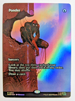 MTG MARVEL BORDERLESS FOIL SPIDER-MAN Ponder NEAR MINT - Image 1