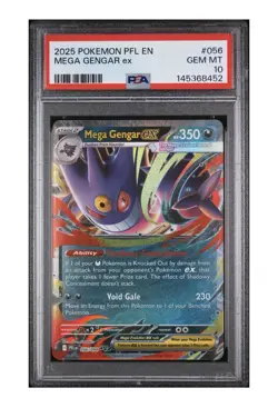 PSA 10 Mega Gengar Ex #056 2025 Pokemon Pfl Phantasmal Flames Gem Mint - Image 1