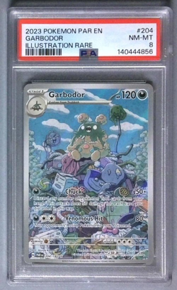 2023 Pokemon Par En-Paradox Rift Illustration Rare #204 Garbodor PSA 8 - Image 1