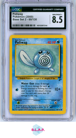POLIWAG BASE SET 2 88/130 POKEMON CGC 8 - Image 1