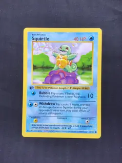 Pokemon Cards: Base Set 1st Edition Common: Squirtle 63/102 - Image 1
