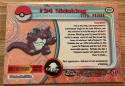 2000 Pokemon Topps Chrome Foil Nidoking #34 Near Mint Ungraded - Image 2