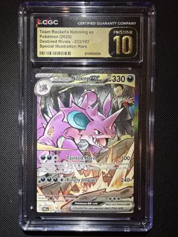 2025 POKEMON DESTINED RIVALS SIR #233 TEAM ROCKET’S NIDOKING EX CGC 10 PRISTINE - Image 1