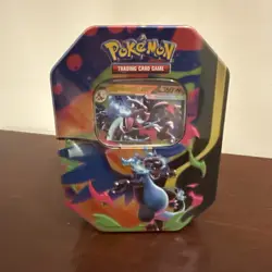 Pokemon Mega Charizard ex Factory Sealed Tin Box - Charizard X - 4 Booster Packs - Image 1