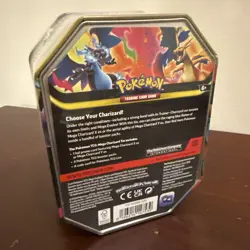 Pokemon Mega Charizard ex Factory Sealed Tin Box - Charizard X - 4 Booster Packs - Image 2