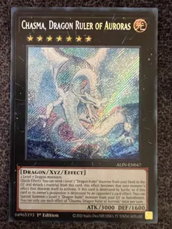 Yugioh Chasma, Dragon Ruler of Auroras ALIN-EN047 Secret Rare 1st Edition NM - Image 1
