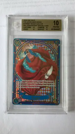 2025 One Piece The Azure Sea's Seven OP09051 Buggy Gold 3rd Anniversary BGS 10 - Image 1
