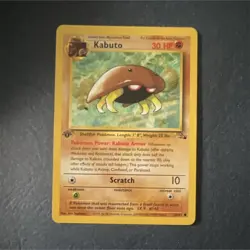 Pokemon Kabuto Fossil 50/62 Card 30 HP Stage 1 Ken Sugimori Vintage 1999 - Image 1