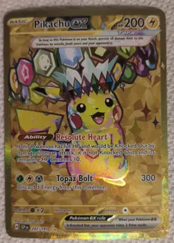 Pokemon Card TCG Sv08: Surging Sparks Pikachu EX Hyper Rare Gold 247/191 M/NM - Image 1