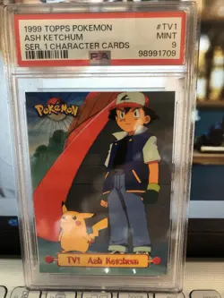 Pokemon Topps Card Ash Ketchum PSA 9 Mint, Series 1 Character Cards #TV1, 1999 - Image 3