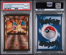 Celebrations Metal Card Charizard BS4 & Pikachu BS58 Ultra Premium Promo PSA 8 - Image 4