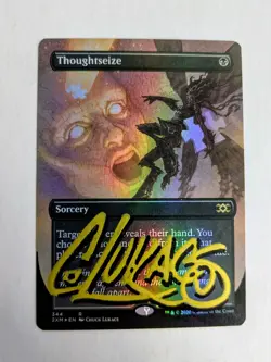 MTG FOIL Thoughtseize SIGNED IN GOLD BY CHUCK LUKACS - Image 1