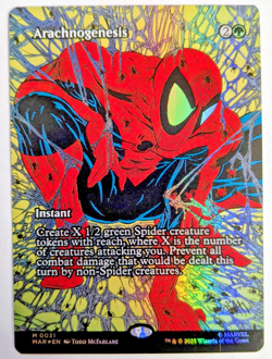 MTG MARVEL SPIDER-MAN FOIL BORDERLESS Arachnogenesis TODD MCFARLANE - Image 1
