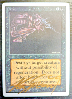 MTG UNLIMITED NEAR MINT Terror SIGNED IN GOLD BY RON SPENCER - Image 1